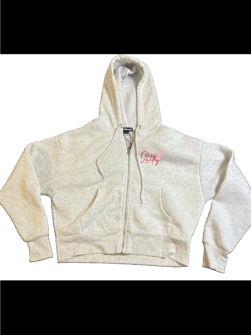 Charlotte Russe “miss Lucky” Cropped Zip Up Hoodie Coquette Y2K Streetwear